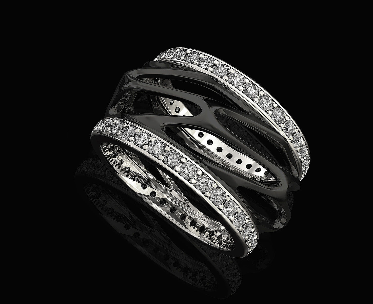 Parametric wedding Ring with diamond 3D print model_1