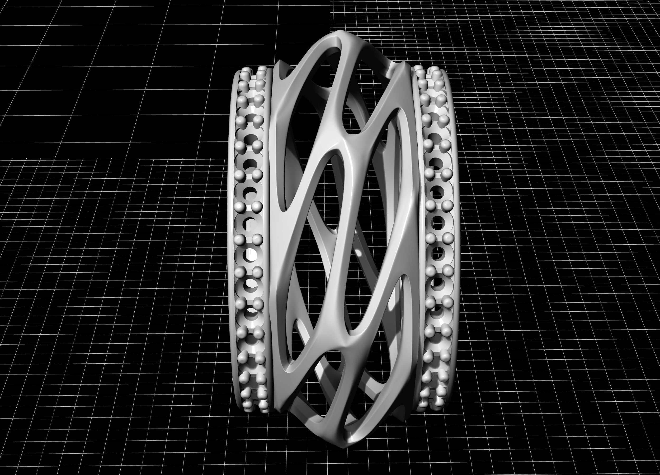 Parametric wedding Ring with diamond 3D print model_7