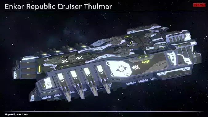 Spaceship Enkar Republic Cruiser Thulmar Low-poly 3D model
