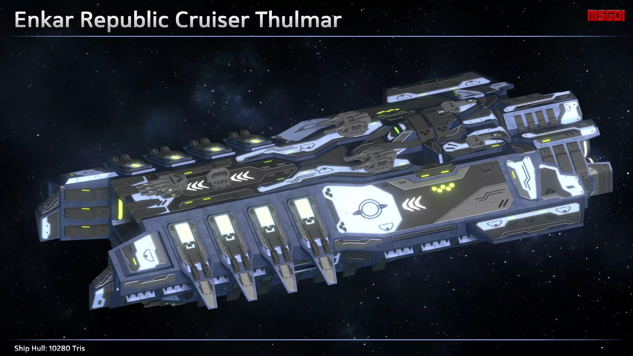 Spaceship Enkar Republic Cruiser Thulmar Low-poly 3D model_0