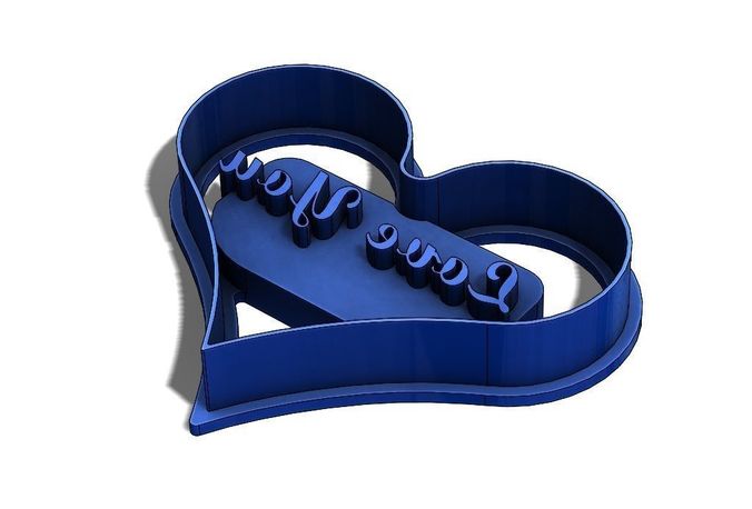 Cookie cutter heart shaped Love You 3D print model