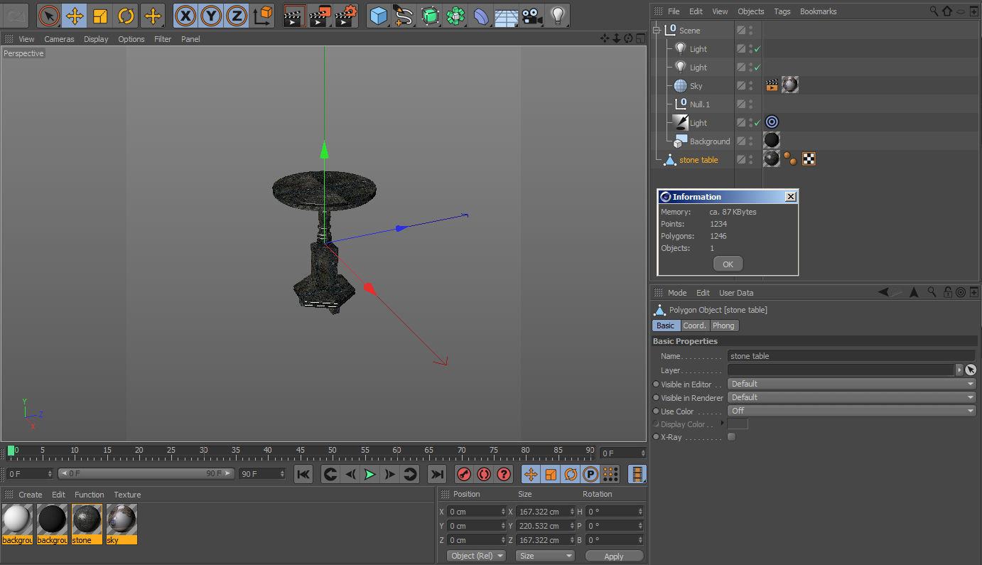 Black Stone Table Low-poly 3D model_3