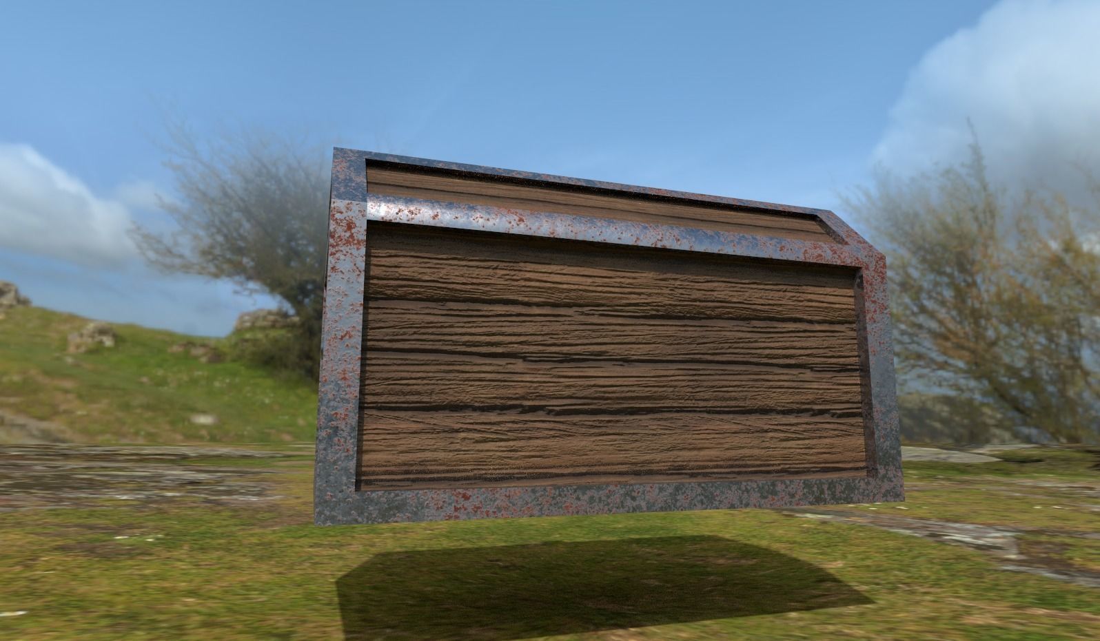 Chest wooden Free low-poly 3D model_3