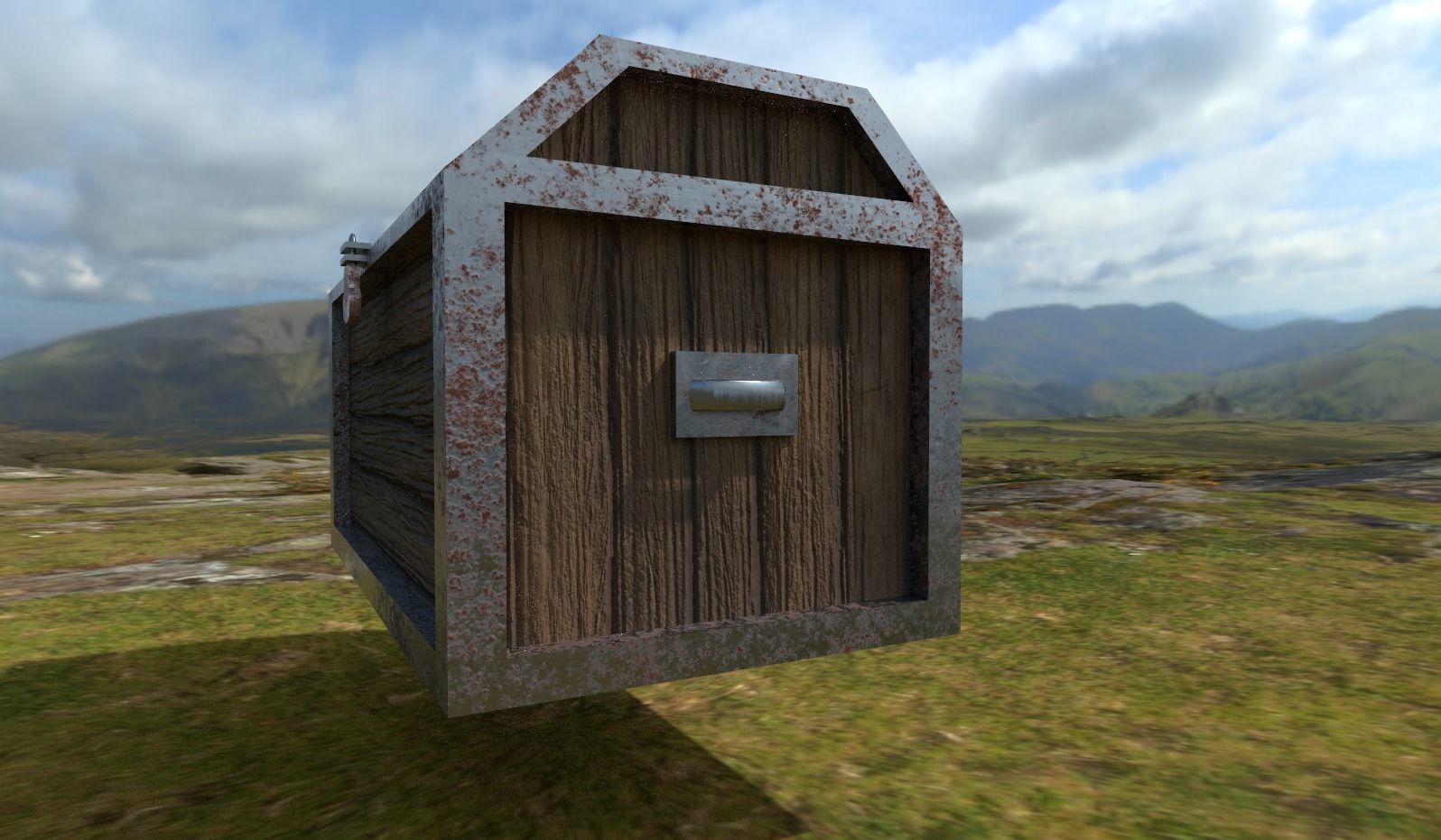 Chest wooden Free low-poly 3D model_1