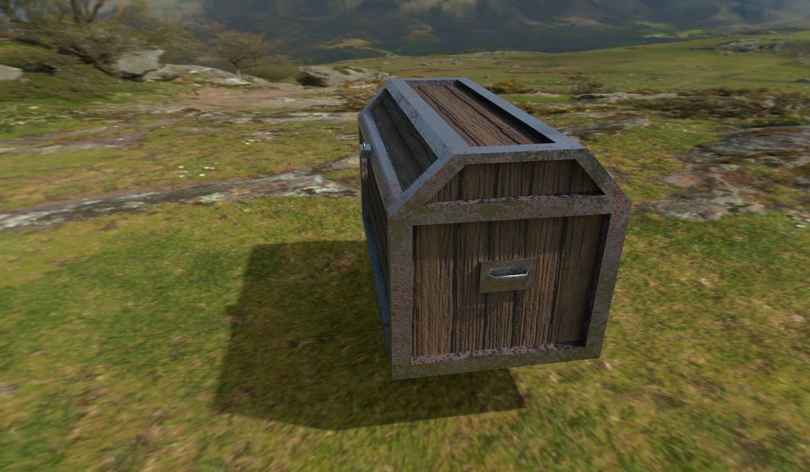 Chest wooden Free low-poly 3D model_2