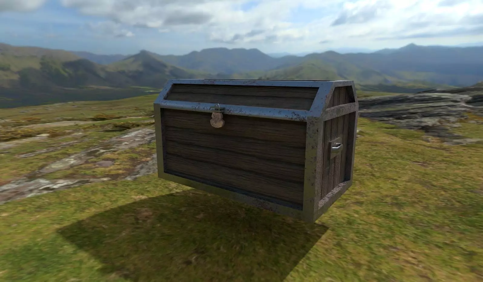 Chest wooden Free low-poly 3D model_0