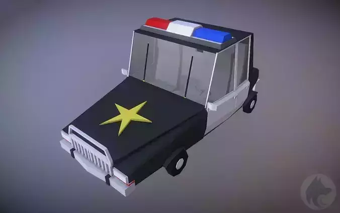3D Cartoonish Lowpoly Police Car Low-poly 3D model