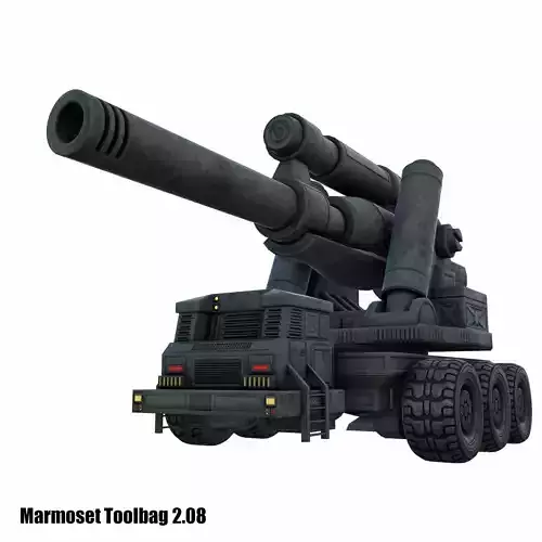 Cannon machine gun Low-poly 3D model