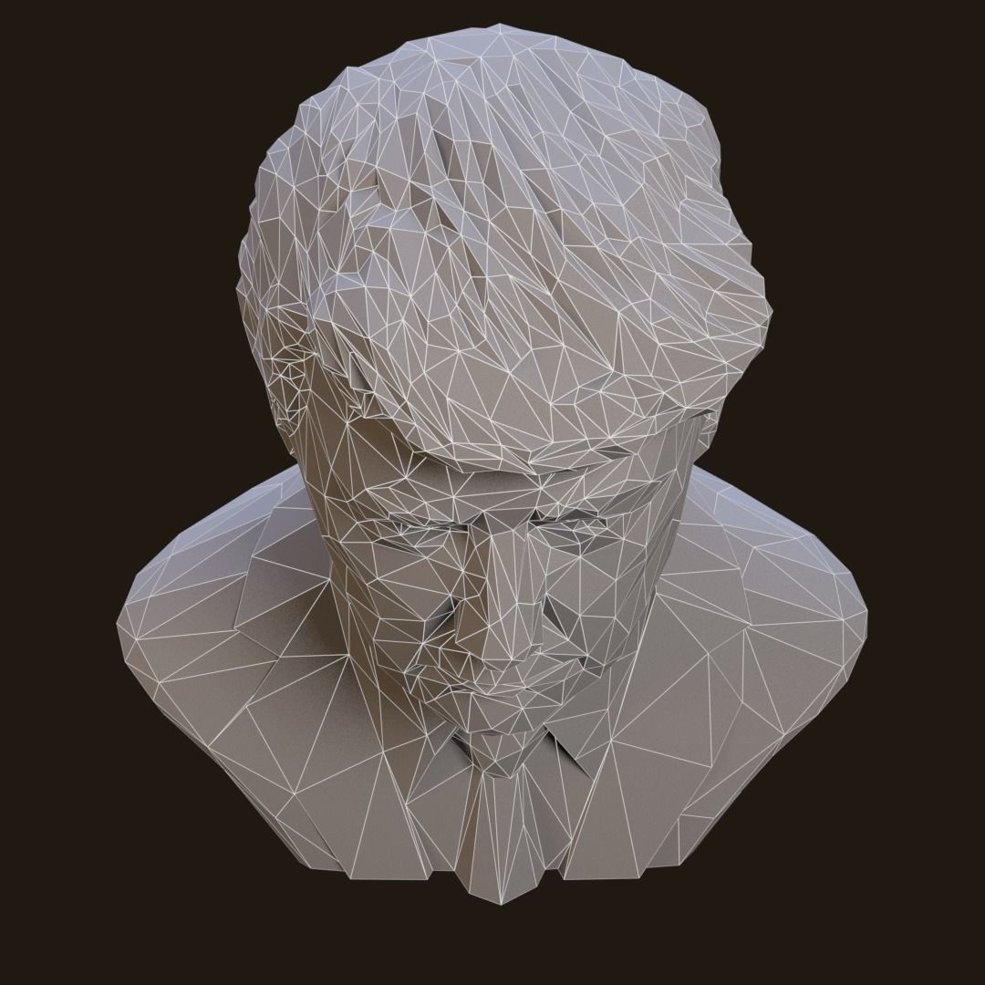 Donald Trump bronze bust Low-poly 3D model_15