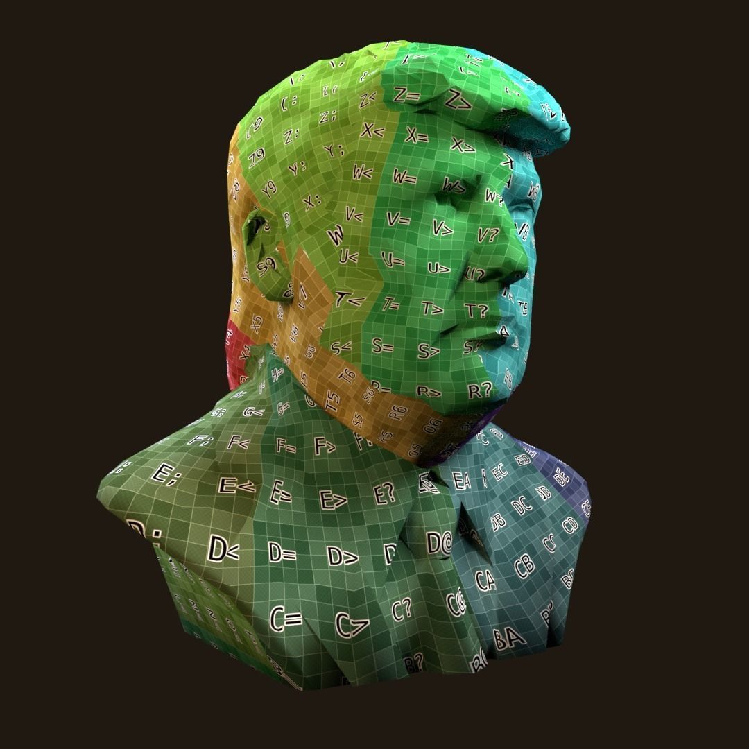 Donald Trump bronze bust Low-poly 3D model_18