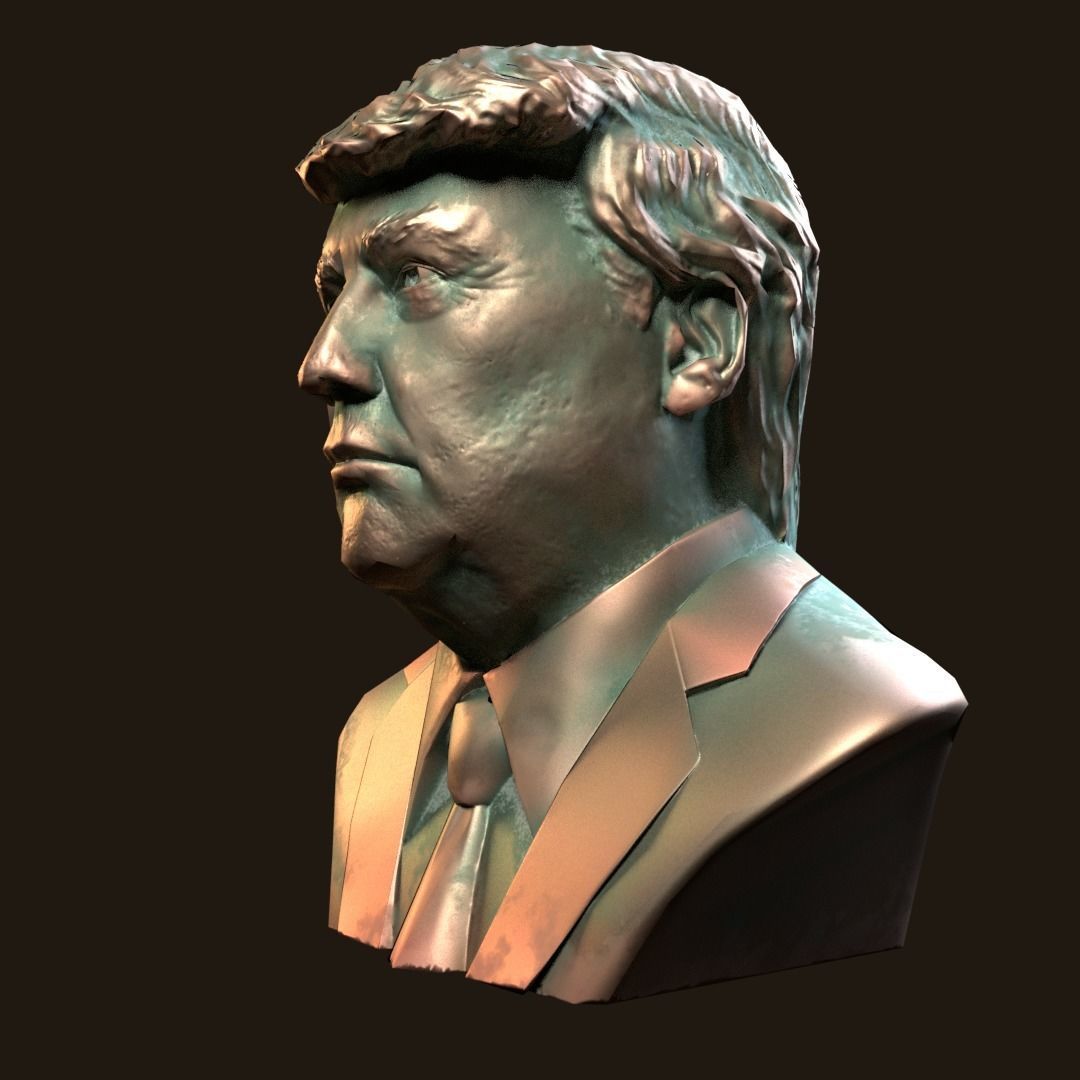 Donald Trump bronze bust Low-poly 3D model_3