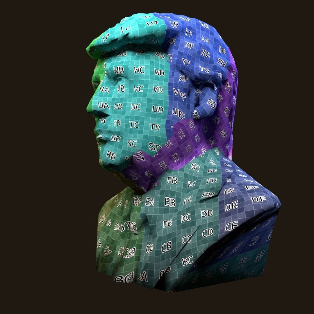 Donald Trump bronze bust Low-poly 3D model_19