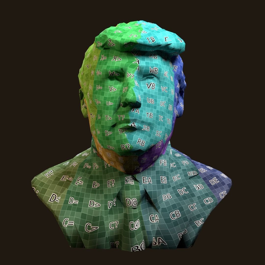 Donald Trump bronze bust Low-poly 3D model_17