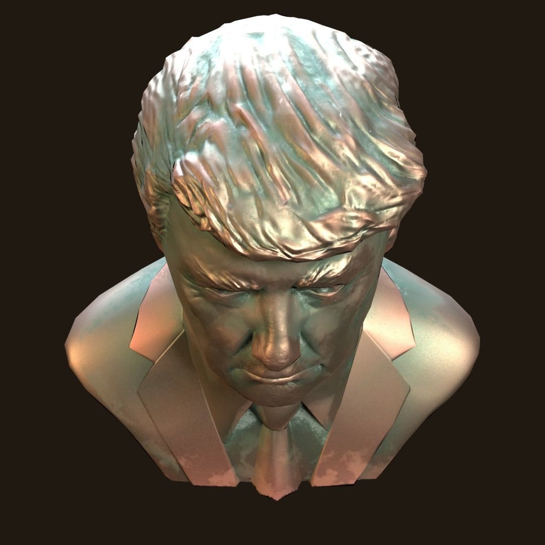 Donald Trump bronze bust Low-poly 3D model_7