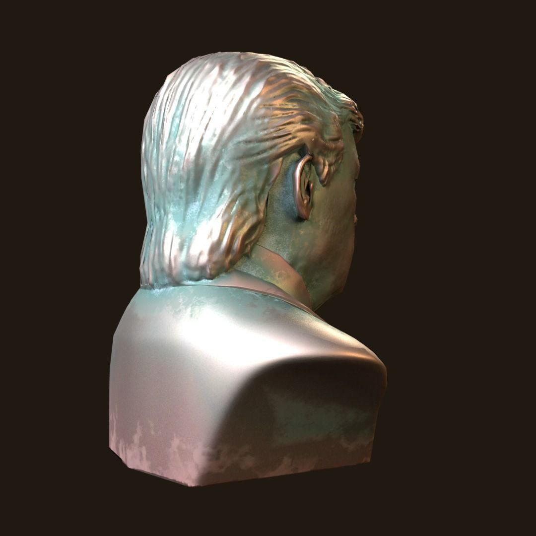 Donald Trump bronze bust Low-poly 3D model_6