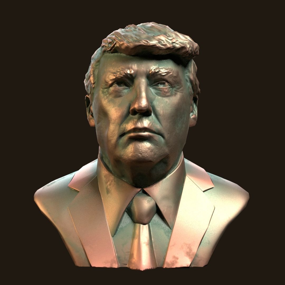 Donald Trump bronze bust Low-poly 3D model_1