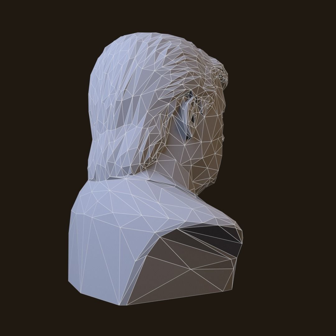 Donald Trump bronze bust Low-poly 3D model_14