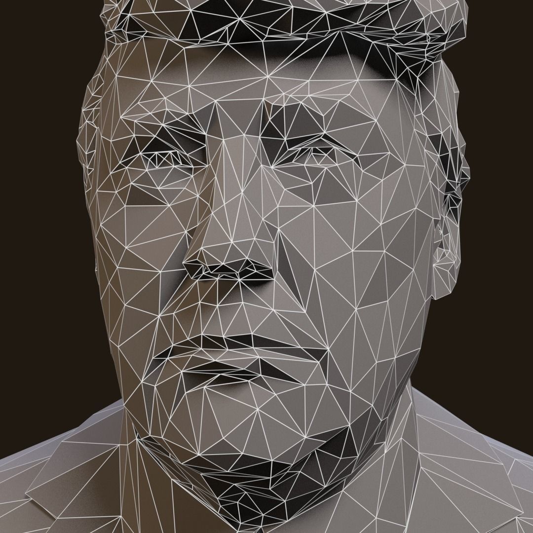 Donald Trump bronze bust Low-poly 3D model_16