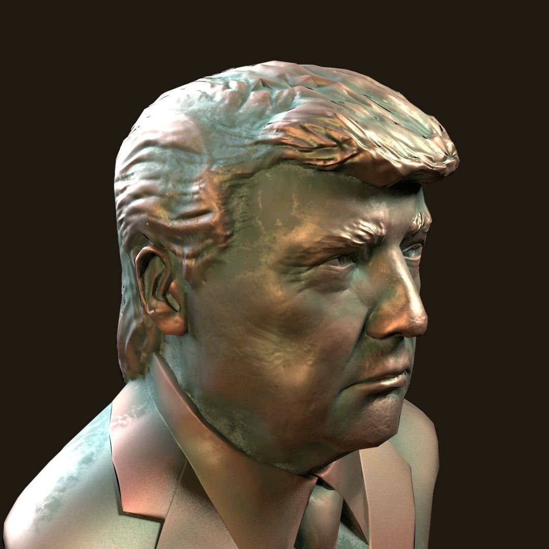 Donald Trump bronze bust Low-poly 3D model_5