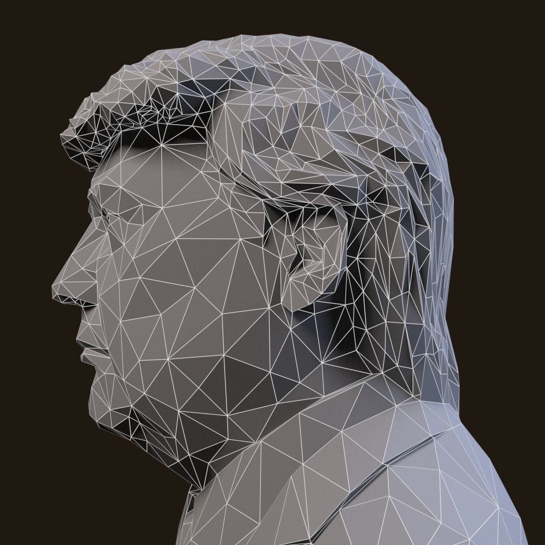 Donald Trump bronze bust Low-poly 3D model_12