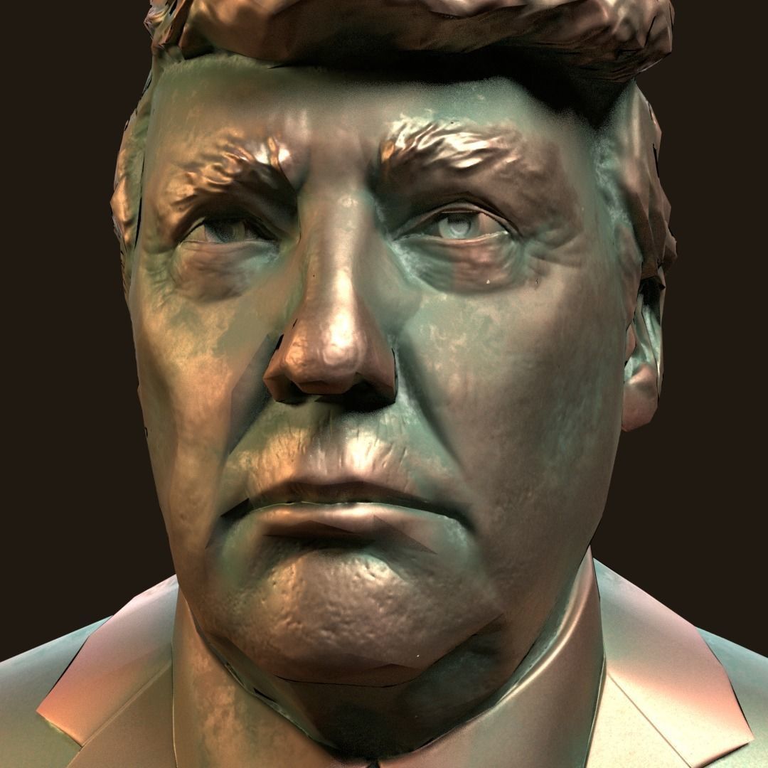 Donald Trump bronze bust Low-poly 3D model_8