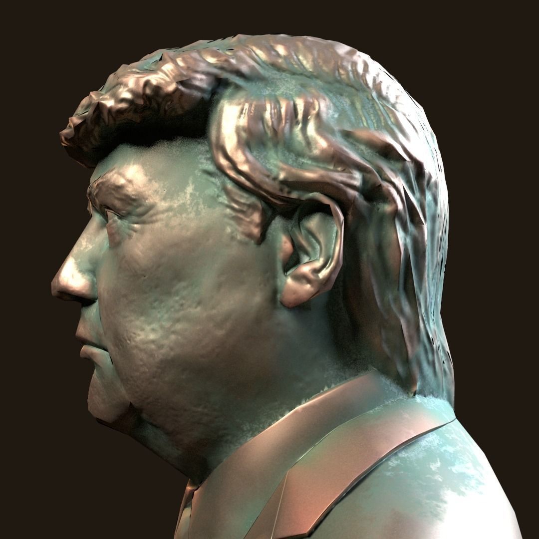 Donald Trump bronze bust Low-poly 3D model_4
