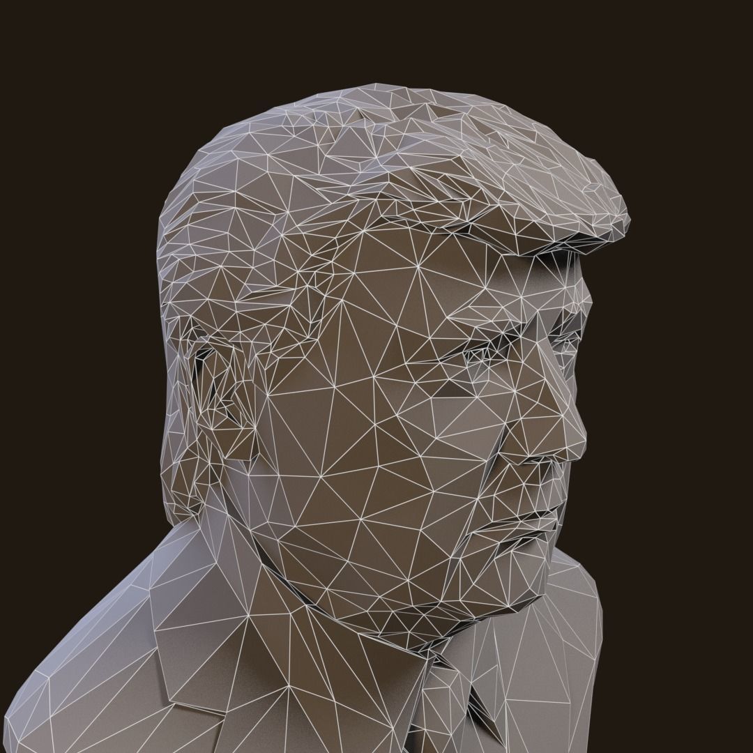 Donald Trump bronze bust Low-poly 3D model_13