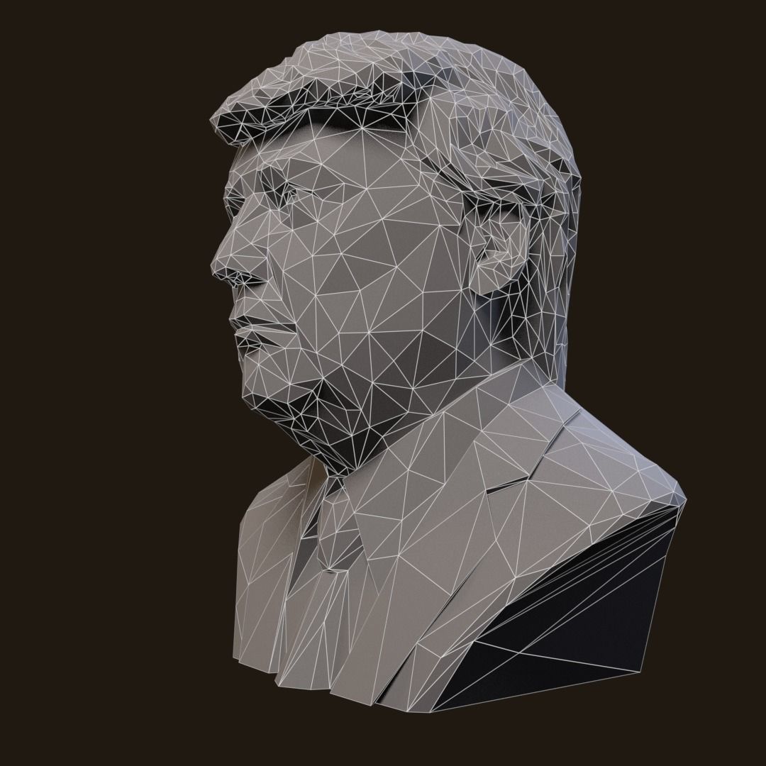 Donald Trump bronze bust Low-poly 3D model_11