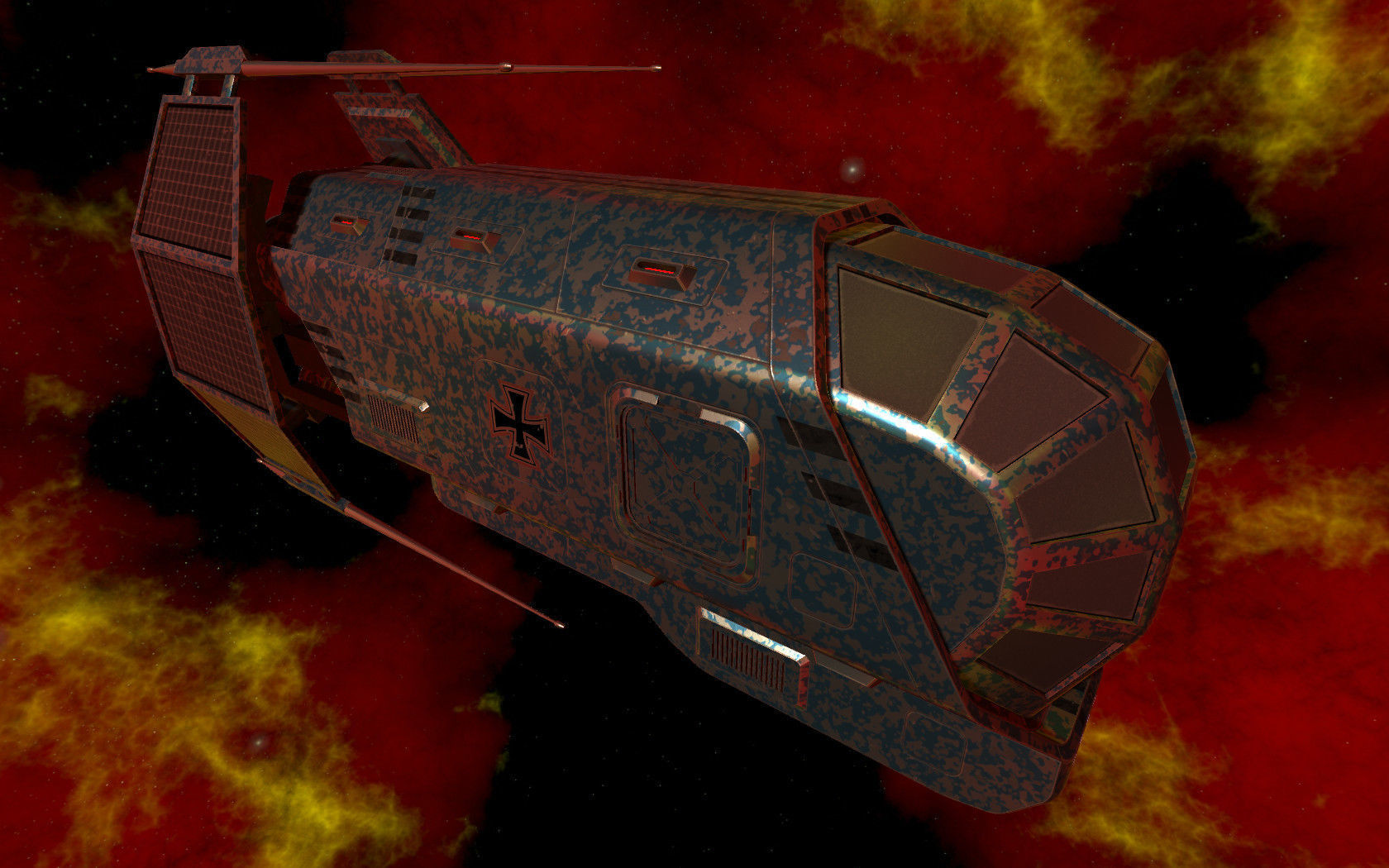 Spaceship Patriot Type 2 C1 Blue Low-poly 3D model_3