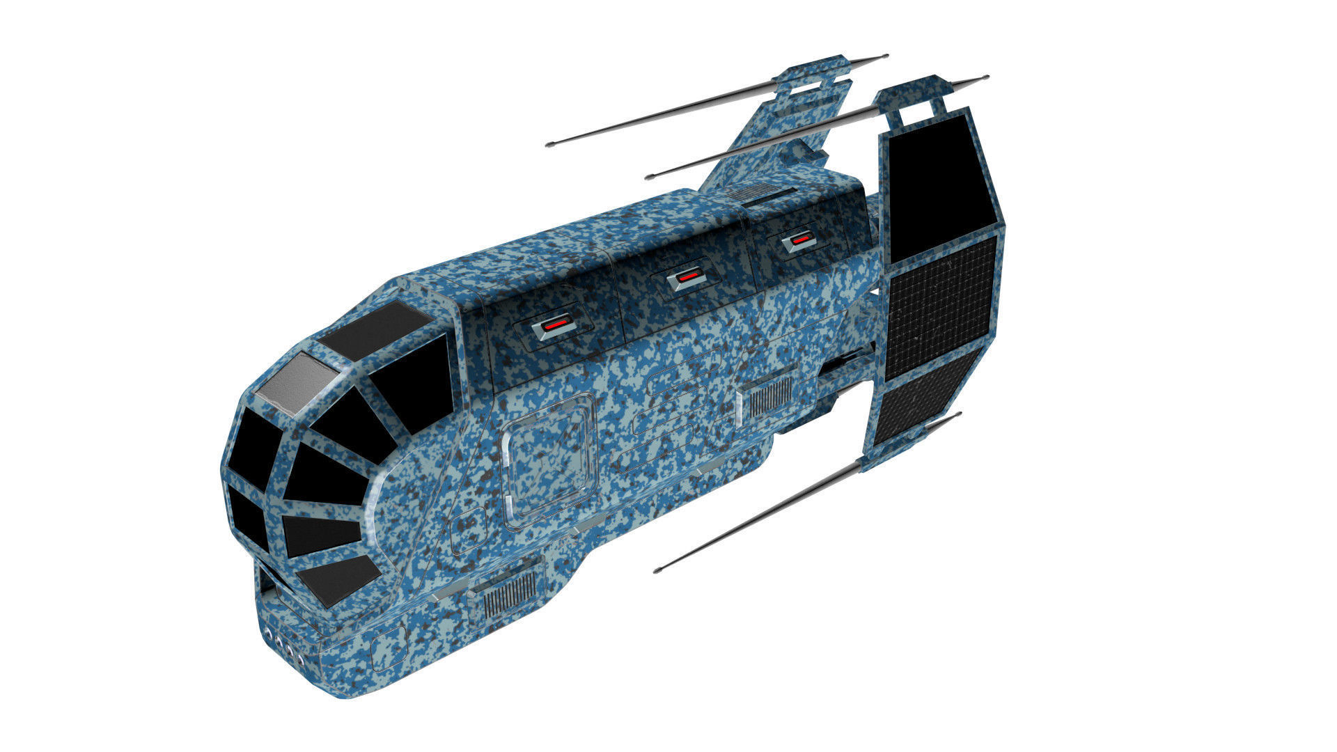 Spaceship Patriot Type 2 C1 Blue Low-poly 3D model_13