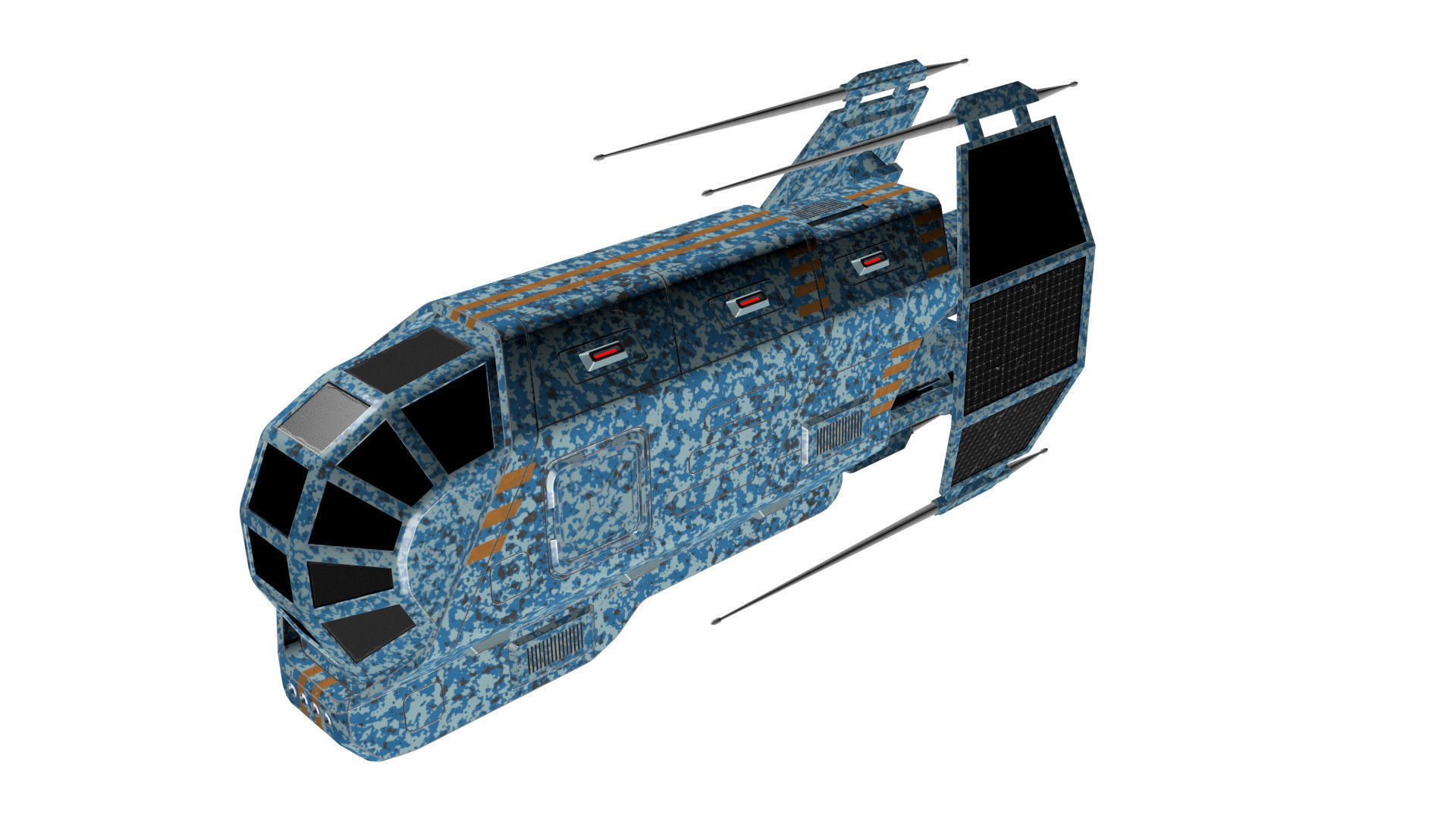 Spaceship Patriot Type 2 C1 Blue Low-poly 3D model_15