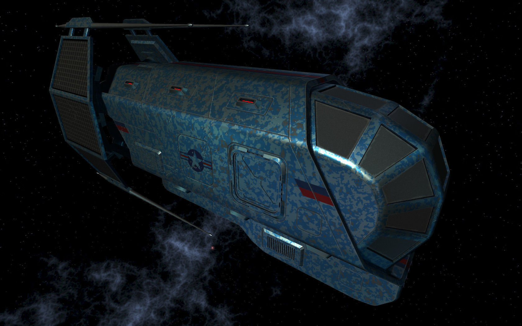 Spaceship Patriot Type 2 C1 Blue Low-poly 3D model_4