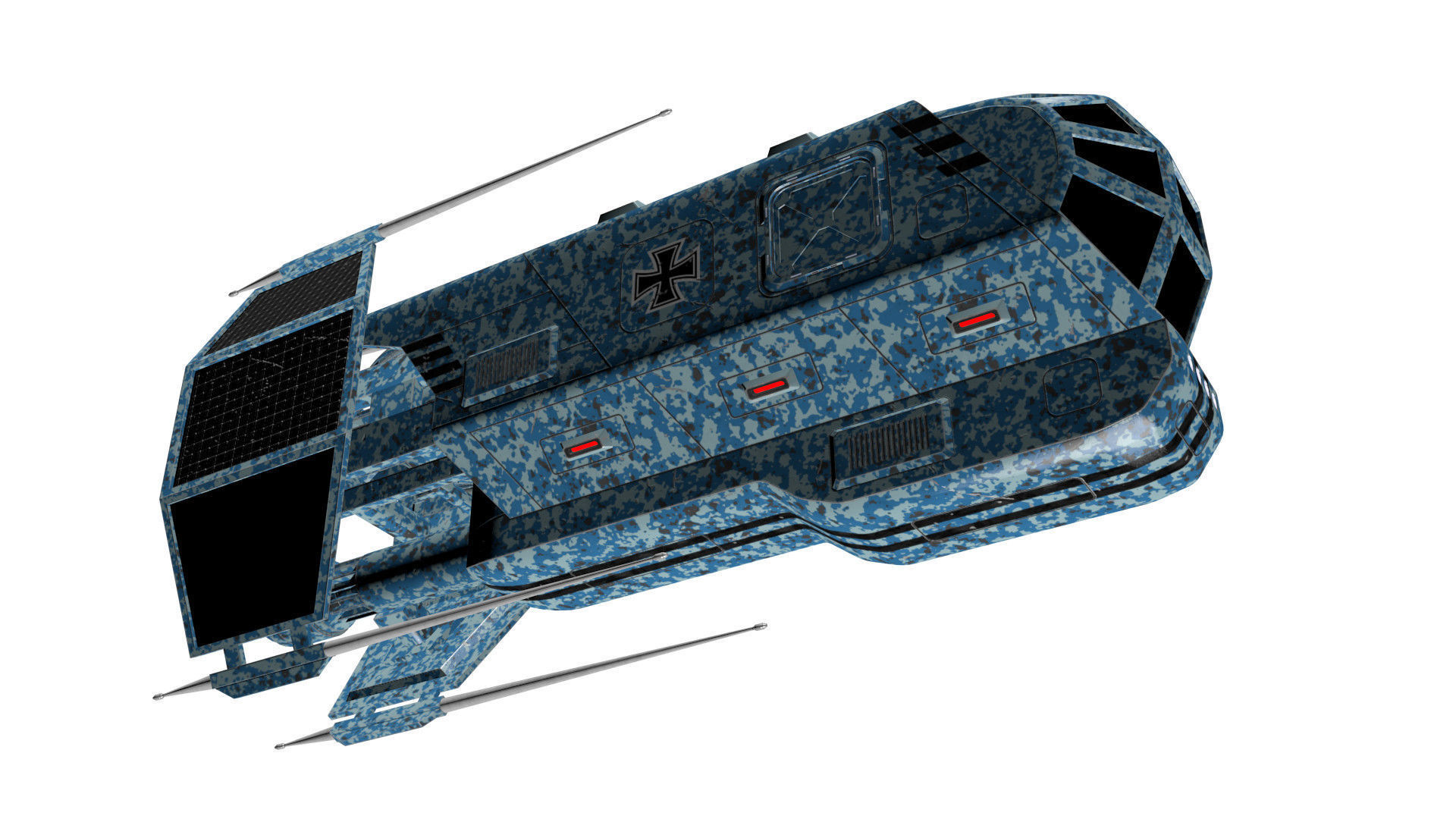Spaceship Patriot Type 2 C1 Blue Low-poly 3D model_18