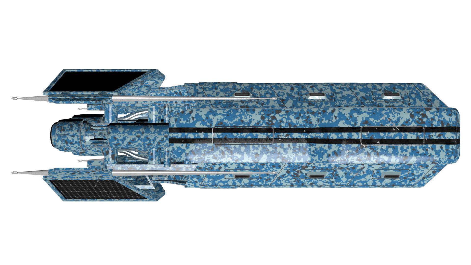 Spaceship Patriot Type 2 C1 Blue Low-poly 3D model_21