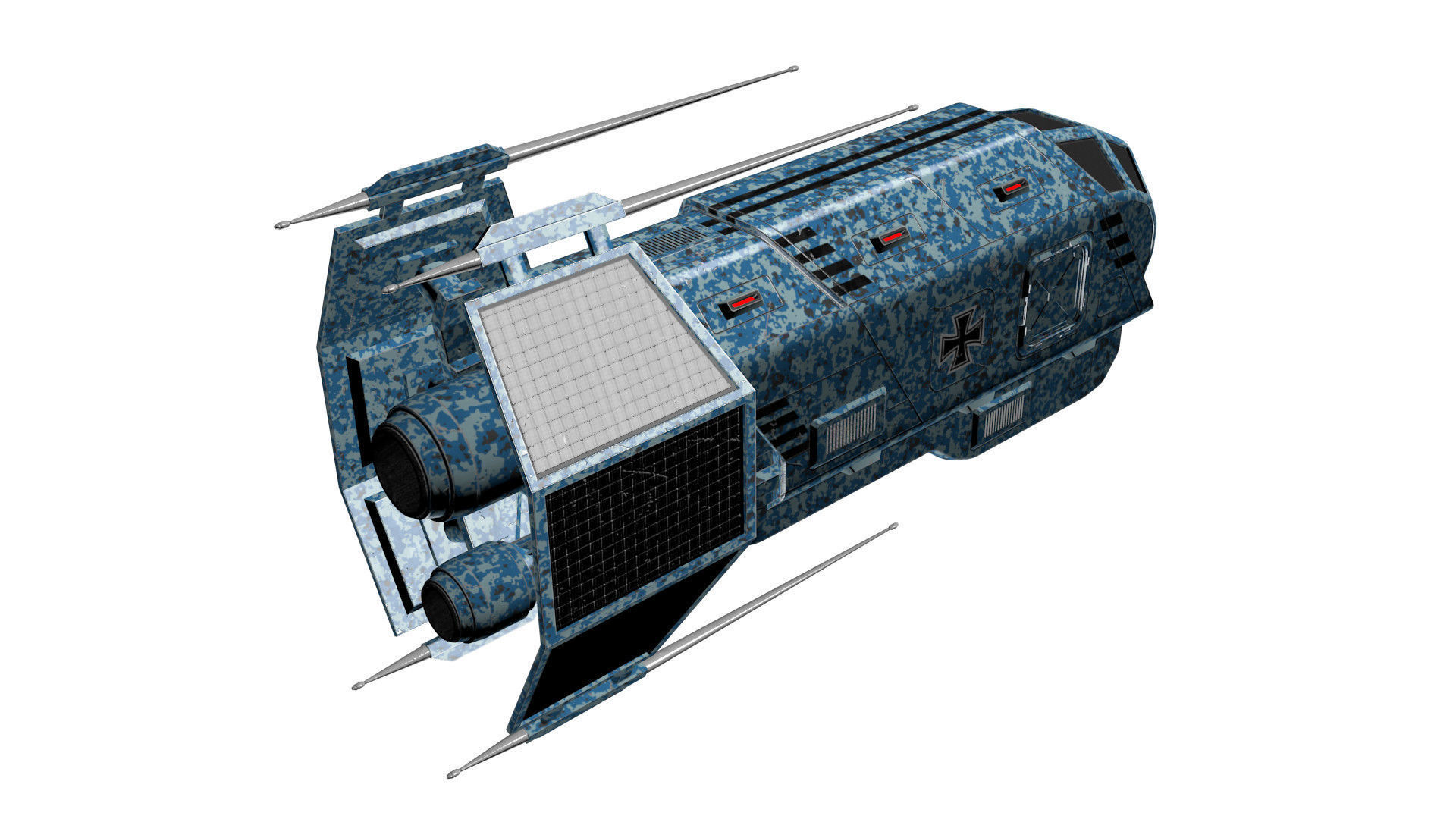 Spaceship Patriot Type 2 C1 Blue Low-poly 3D model_17