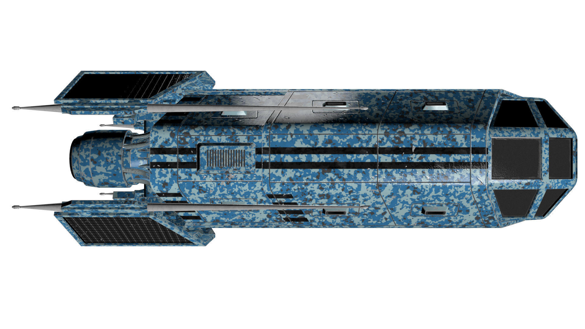 Spaceship Patriot Type 2 C1 Blue Low-poly 3D model_22