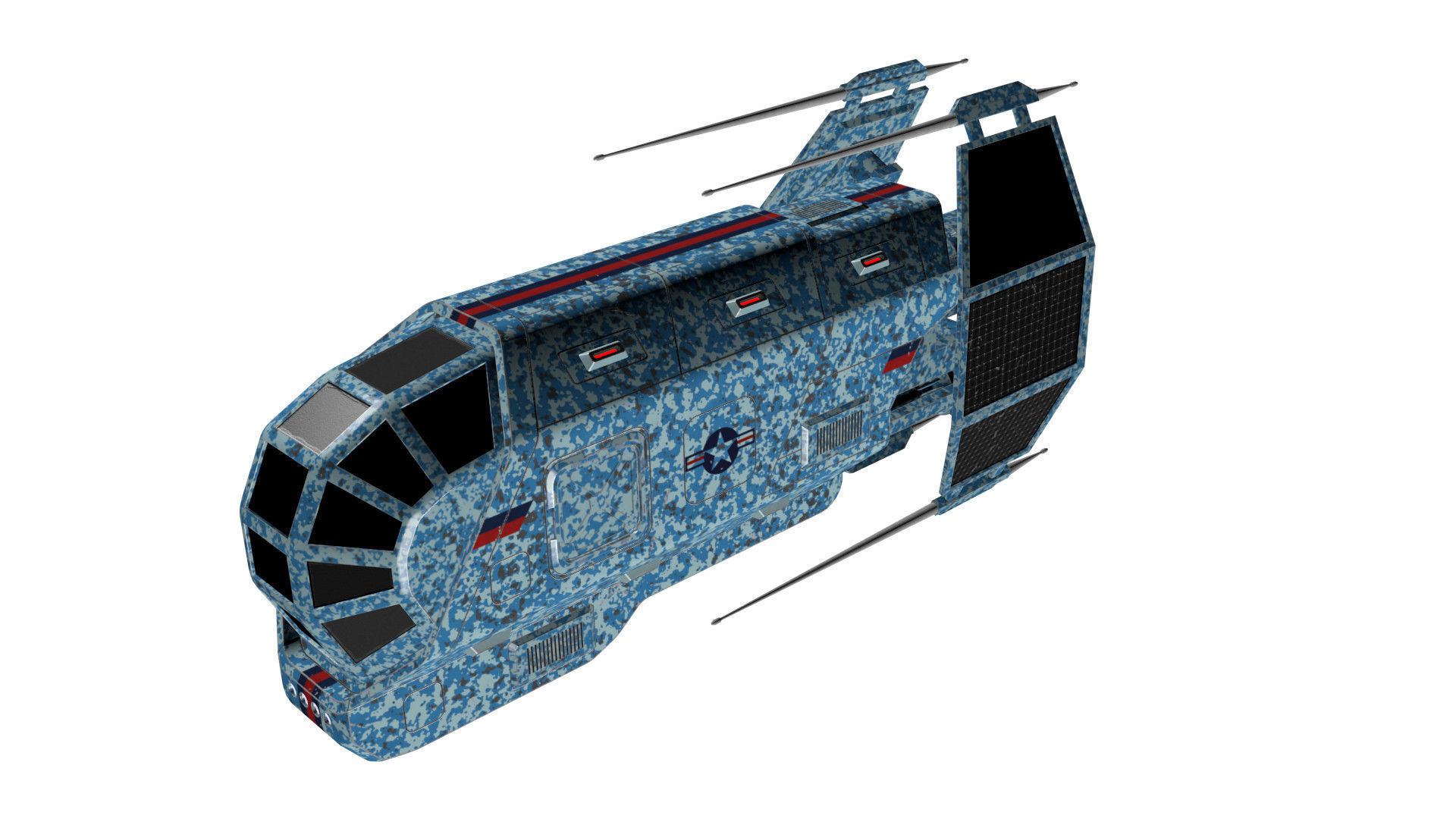Spaceship Patriot Type 2 C1 Blue Low-poly 3D model_12