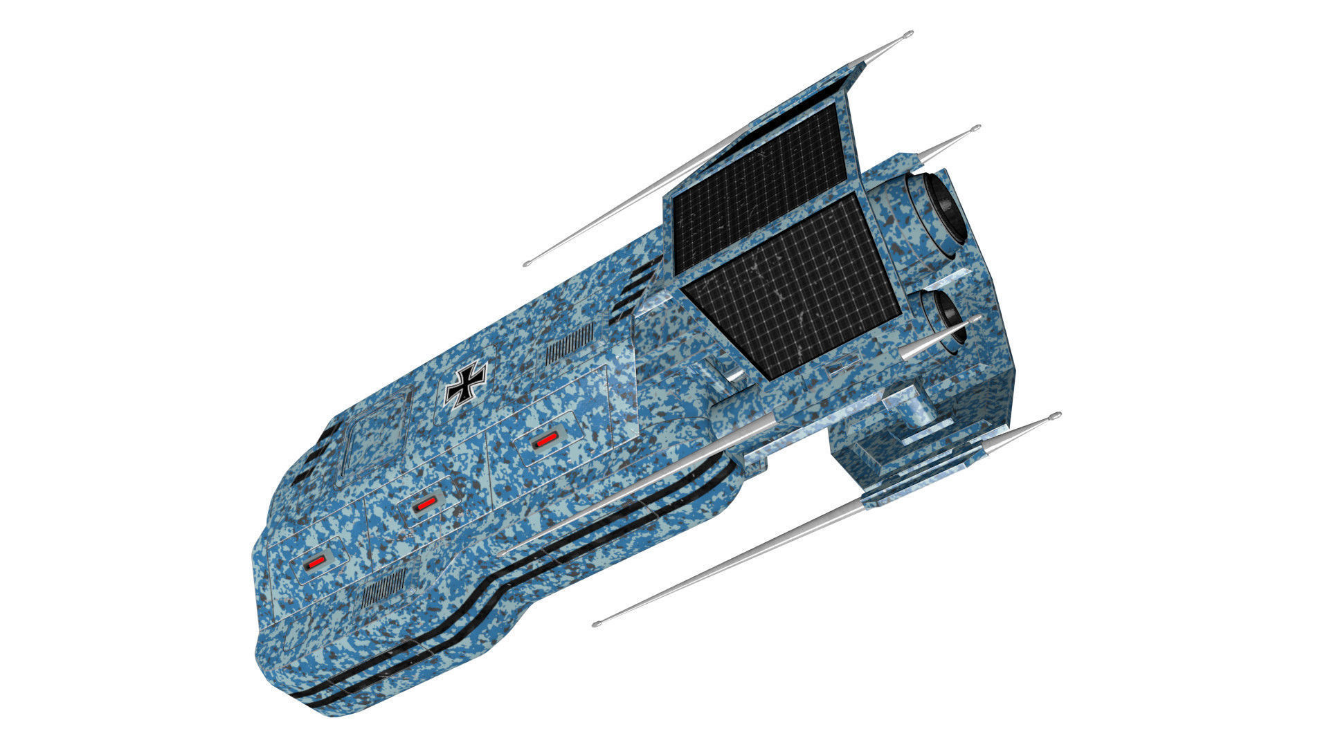 Spaceship Patriot Type 2 C1 Blue Low-poly 3D model_14