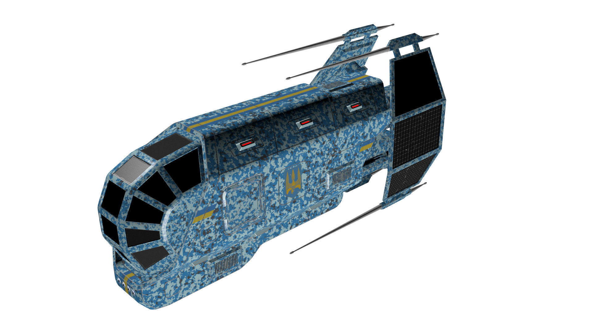 Spaceship Patriot Type 2 C1 Blue Low-poly 3D model_11