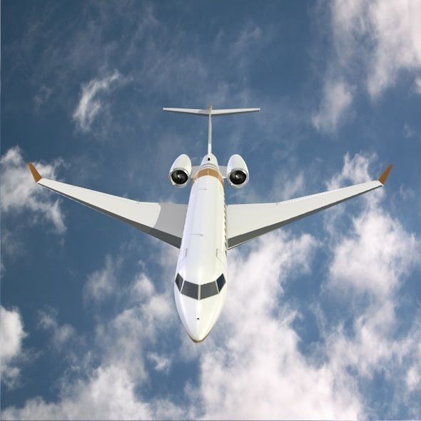 Bombardier global 8000 luxury jet Low-poly 3D model_5