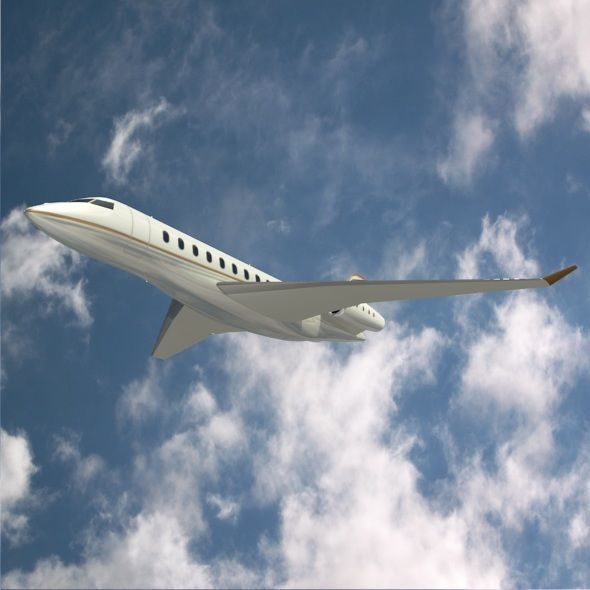Bombardier global 8000 luxury jet Low-poly 3D model_6