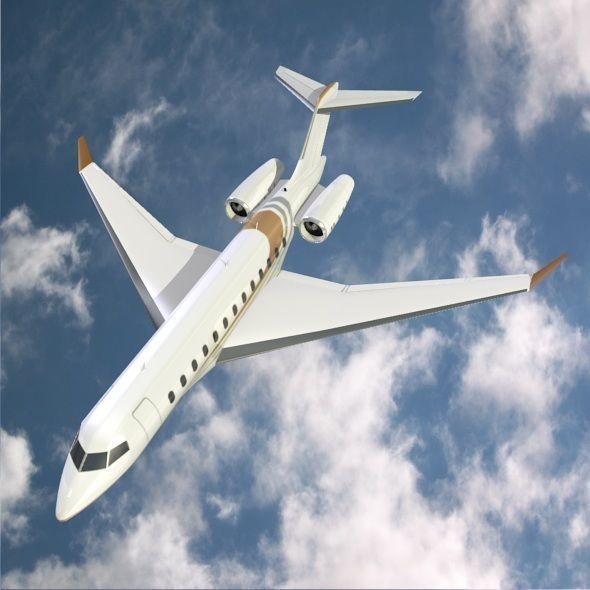 Bombardier global 8000 luxury jet Low-poly 3D model_1