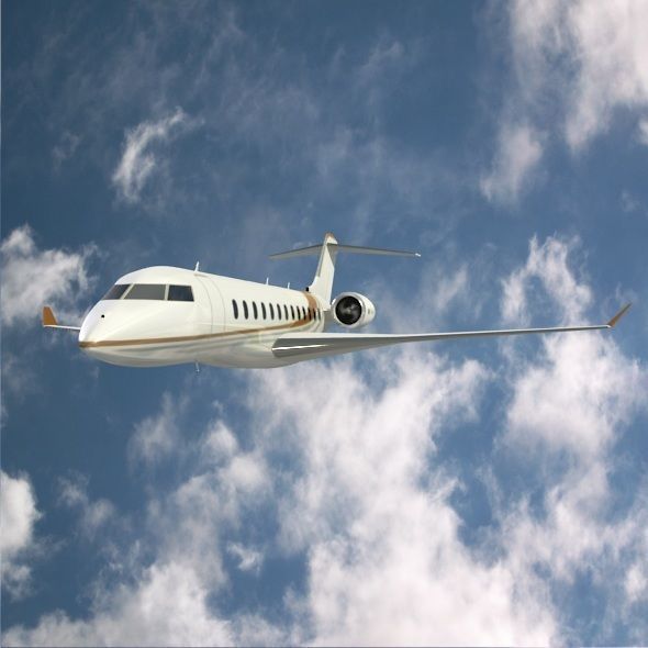 Bombardier global 8000 luxury jet Low-poly 3D model_4