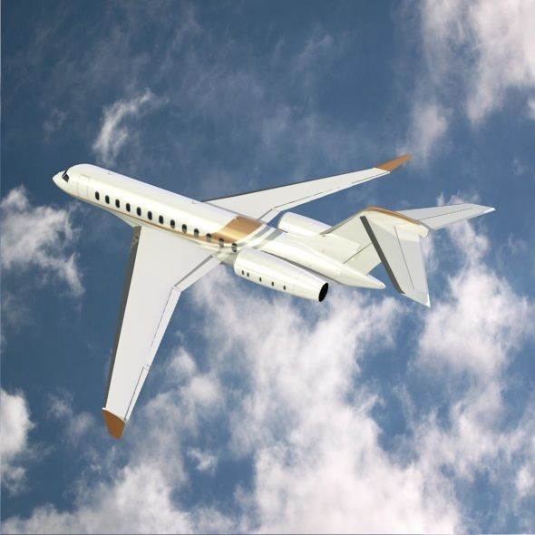 Bombardier global 8000 luxury jet Low-poly 3D model_7