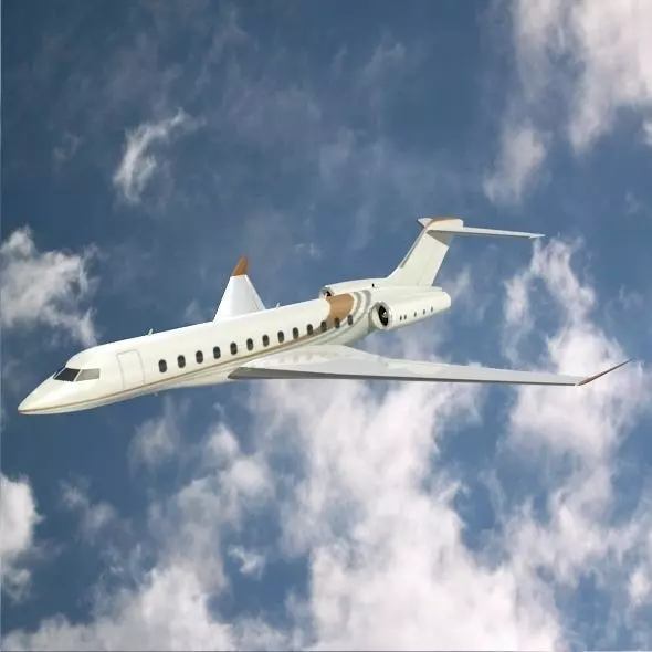 Bombardier global 8000 luxury jet Low-poly 3D model_0