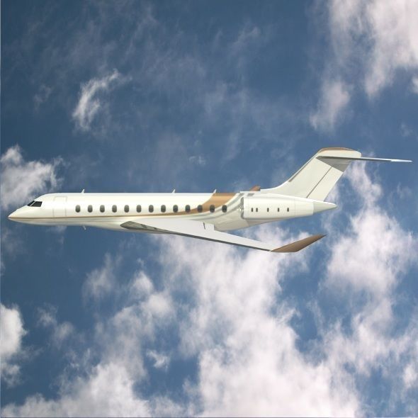 Bombardier global 8000 luxury jet Low-poly 3D model_2