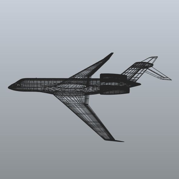 Bombardier global 8000 luxury jet Low-poly 3D model_11