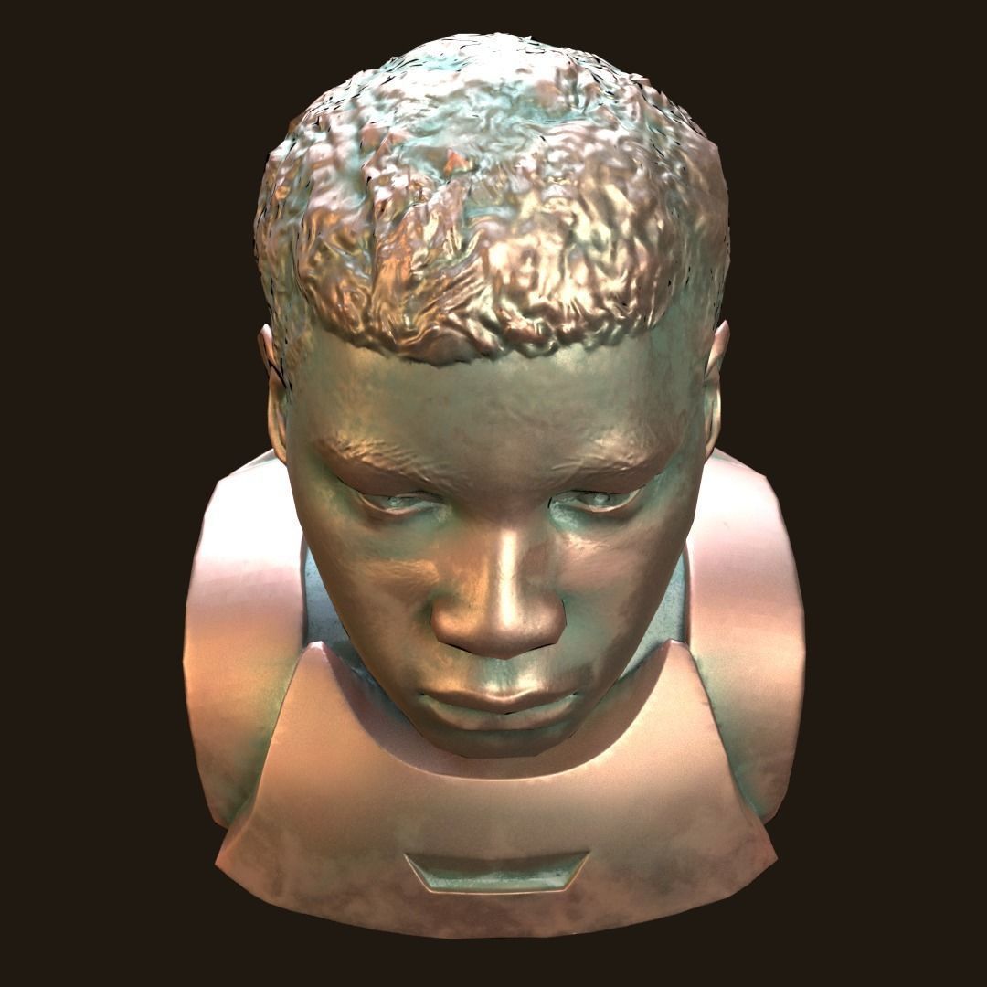 Finn - Star Wars bronze bust Low-poly 3D model_7