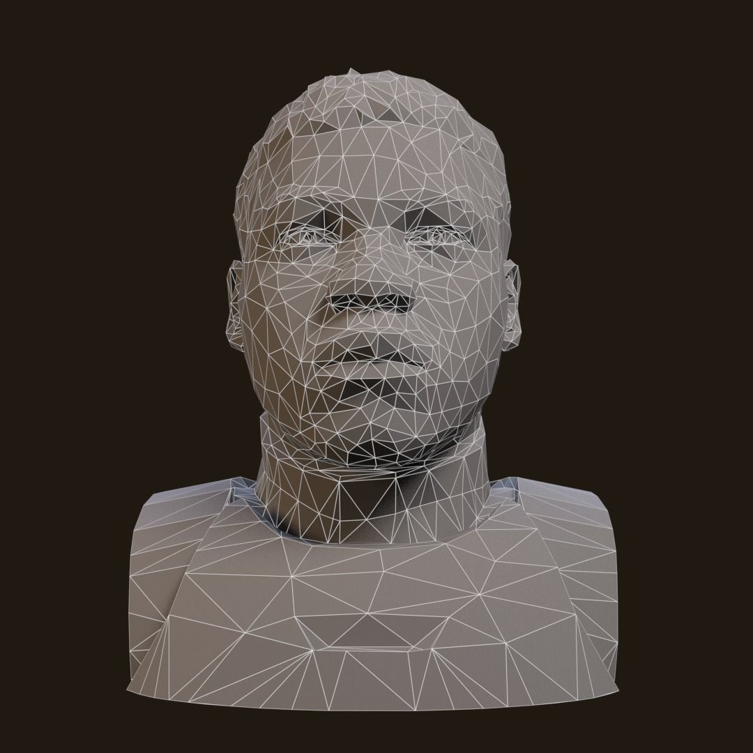 Finn - Star Wars bronze bust Low-poly 3D model_9