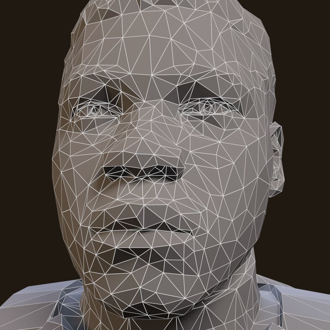 Finn - Star Wars bronze bust Low-poly 3D model_16